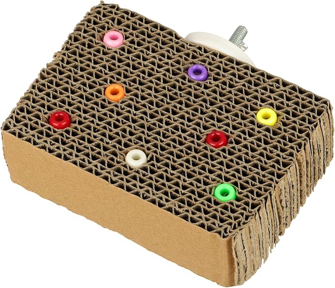 Super Bird Creations SB1216 Cardboard Treat Block - Interactive Chewing and Foraging Bird Toy for Small Birds - Parrotlets, Cockatiels, Parakeet - Encourages Exploration and Physical Exercise