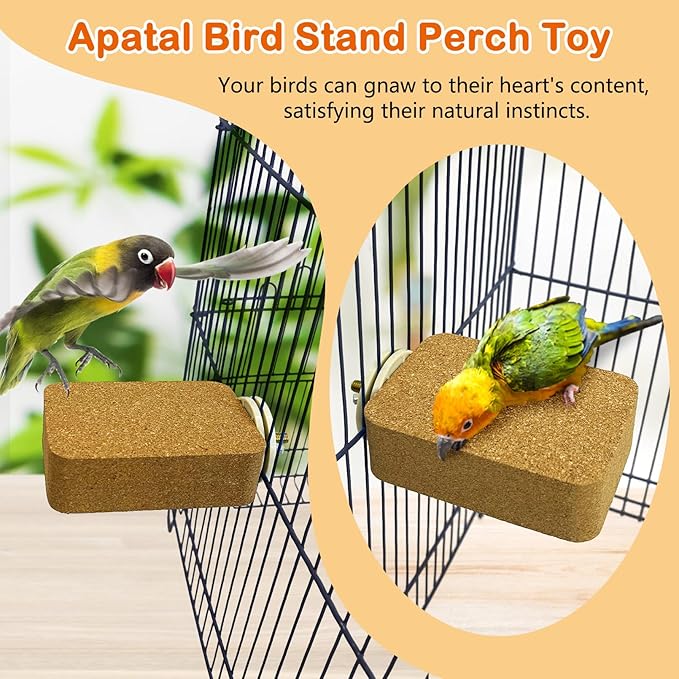 3 Pack Bird Perch Platform Cork Parrot Perch Stand Parakeet Chewing Toy Bird Paw Grinding Cage Accessories for Small Conures Budgies Cockatiels Finches (Small)