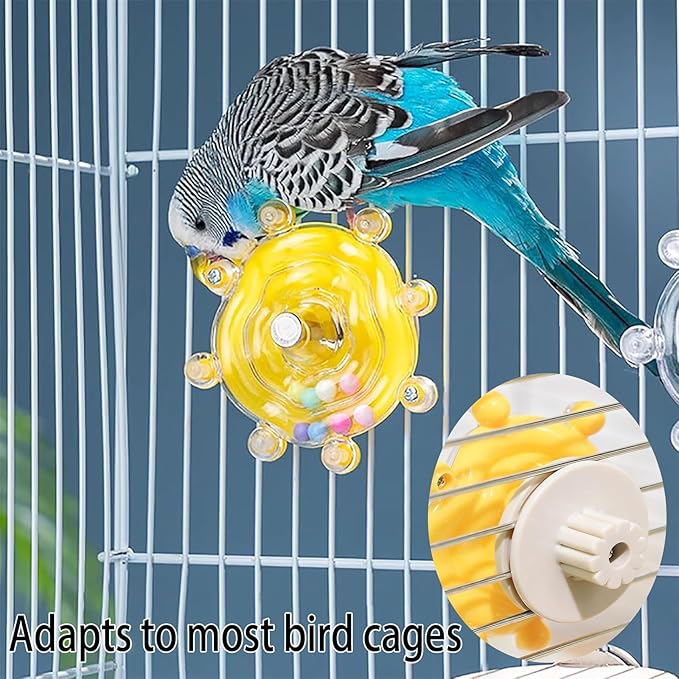 2Pack Bird Spinner Toys for Parakeets, Colorful Spinning Wheel Chew Toys, Interactive Rotate Rattle Parrot Toys for Bird Cage, Accessories for Entertainment Chewing Exercise