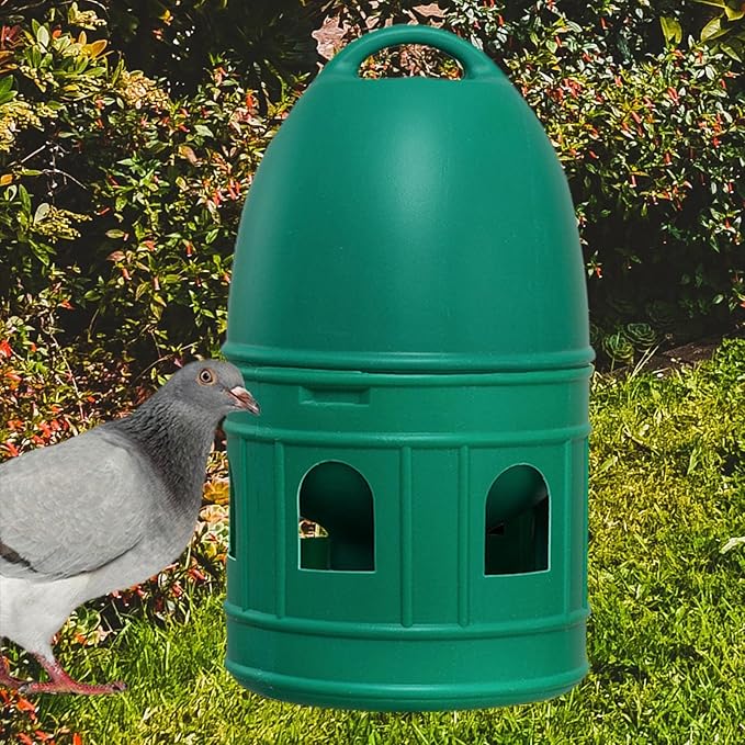 Pigeon Water Dispenser, Large Capacity Bird Water Drinker, Quail Automatic Feeder with Handle Water Pot Container, Green 5L