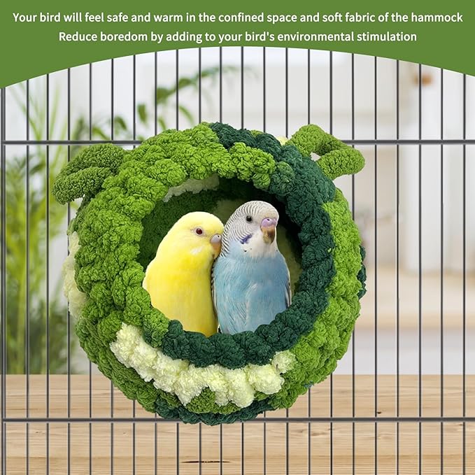 Hamiledyi Bird Nest Warm Snuggle Hut Bird Bed Fluffy Bird Sleeping Bed Parrot Nest Hammock Bird Shed Hut House Plush Snuggle Bird Hammock for Parakeets Cockatiels Conures Lovebirds (Medium)