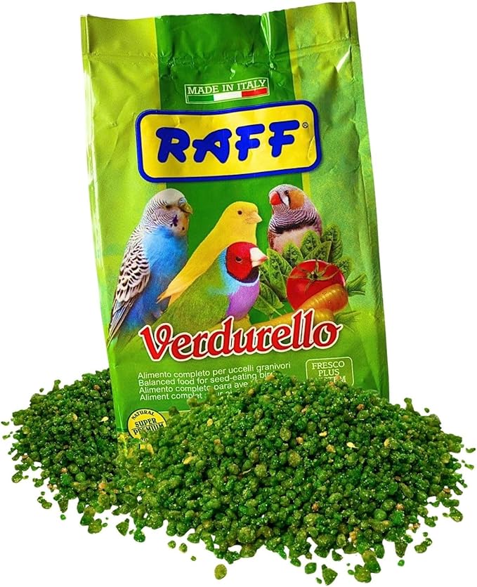 Raff Verdurello 400g - Soft Bird Food with Enriched Egg and Dehydrated Vegetables - Canary & Parakeet Food - Bird Health Supplement for Molting & Feather Growth