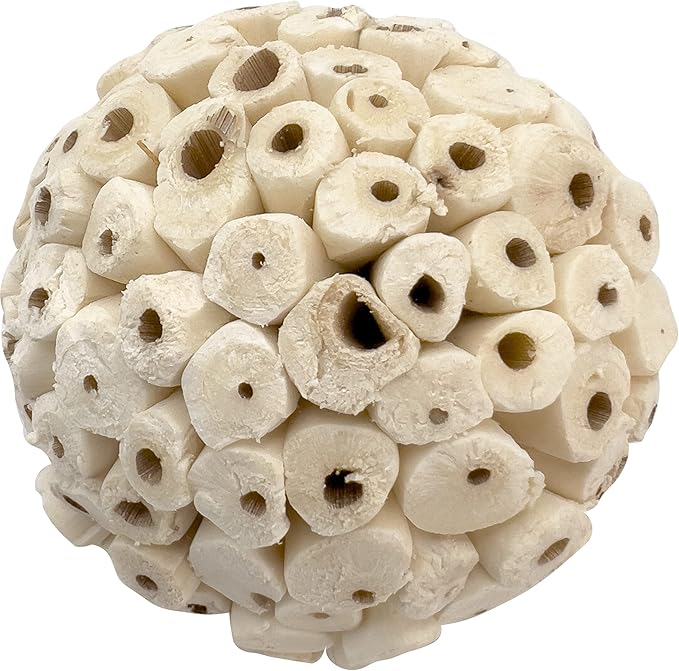 5102 Big Sola Bird Balls Pk6 - Handmade Air Dried Sola Balls, Lightweight Pithy Bird Safe Wood, Great Fun for Beaks and Feet, Ideal for Medium to Large Size Pet Birds Species
