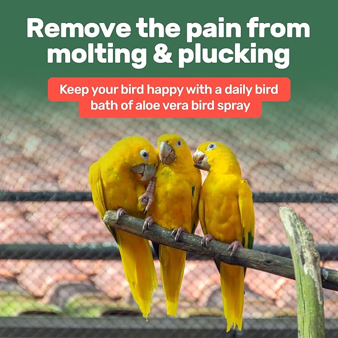 Samorillo Aloe Vera Bird Spray - 8.5oz/251mL - [Made in USA] - Non-Toxic Bird Bath Relieves Dry/Itchy Skin & Softens Feathers - Safe & Effective for All Birds - Promote Healthy Plumage - Odor-Free