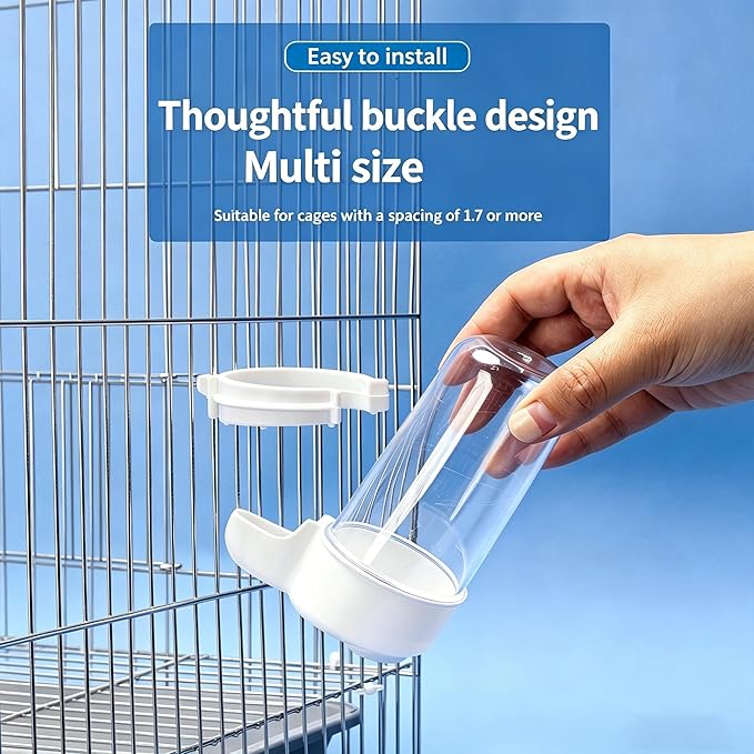 Automatic Bird Water Dispenser Cage Hanging Water Feeder with Anti-Spill Design for Parakeet Canary Small Parrot Lovebirds (2PCS 240ml Water Dispenser)