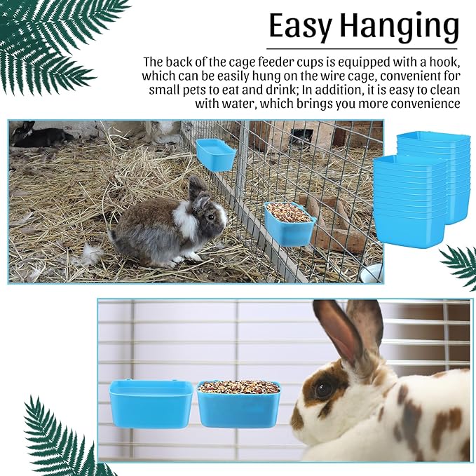 Zhehao 20 Pcs Bird Cage Cups Chicken Feeder Waterer Cups 18 oz Pigeon Feeder Plastic Poultry Wire Cage Hanging Rooster Chicken Water Bowl for Pet Bunny Gamefowl Poultry(Blue)