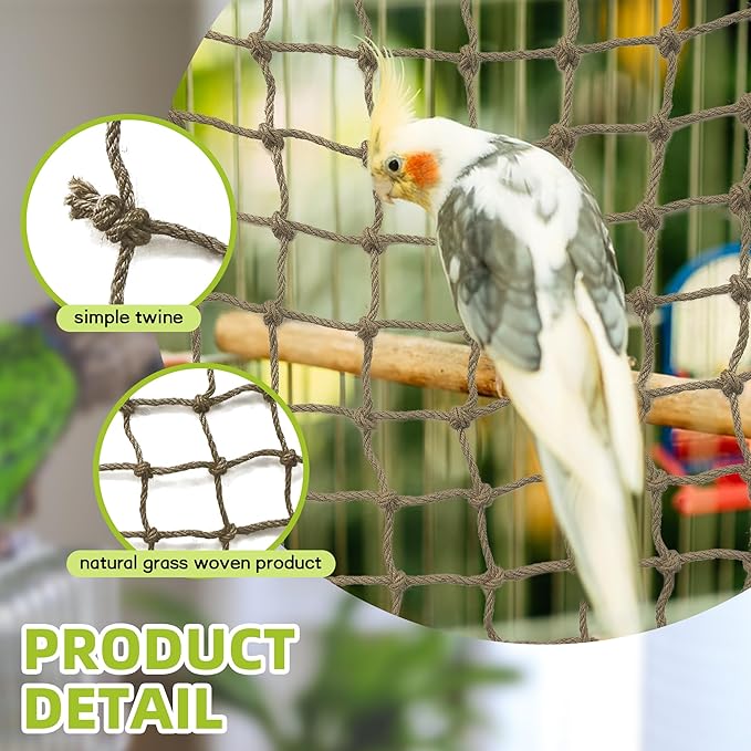 Parrot Climbing Net Jungle Fever Rope Small Animals Toys for Parakeets Lovebirds Finch Budgerigars Conure Cockatiel (L 24" x 24")