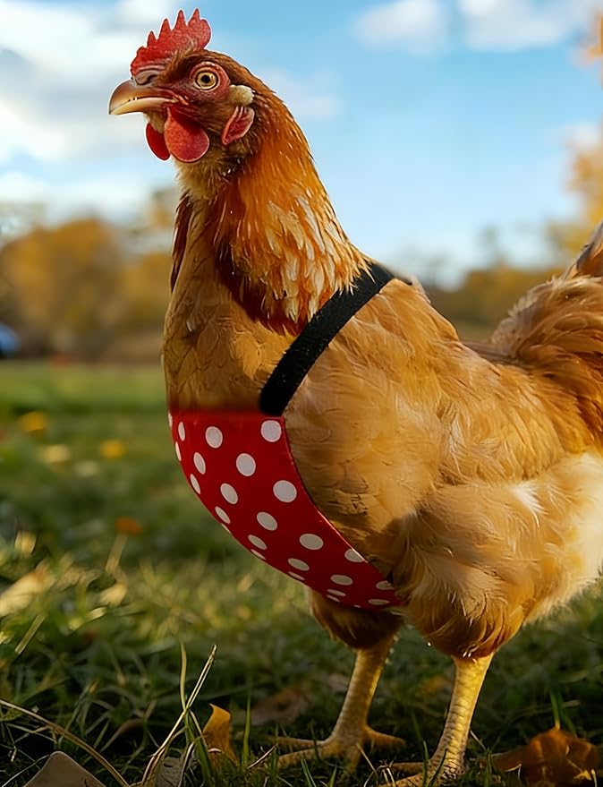 2 Pack Chicken Diapers for Hens, Roosters, Diapers for Ducks, Ducklings, Reusable Pet Diaper with Bow Ties Waterproof Poultry Nappies for Geese Pet Ducks-Red&Black Polka,L