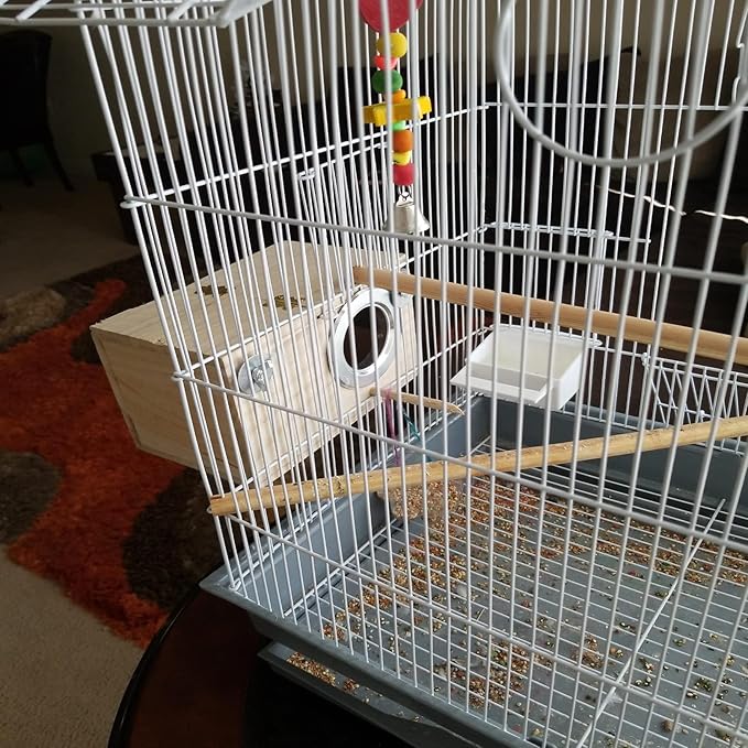 Transparent Parakeet Nesting Box,Wooden Parrot Nest Breeding Box with Perch Natural Bird House for Cage Suitable for Lovebirds Cockatiels Canaries