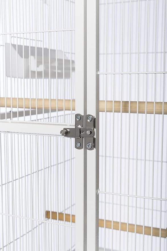 Prevue Pet Products Wrought Iron Flight Cage with Rolling Stand - Ideal for Parakeets, Cockatiels, Finches, Lovebirds, & Canaries, Large Flight Cage for Multiple Birds, Durable & Easy to Clean - White