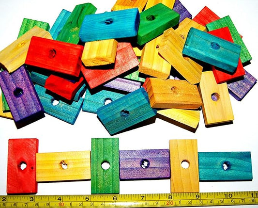 Wood Wooden Colored 50Pcs Blocks for Bird Parts Mini Macaw Senegal Amazon