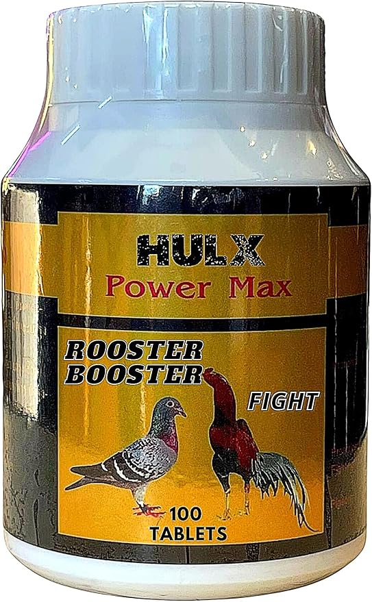 HULX Power MAX 100 Tablets, Long Term Strengher & Energy Formula Rooster Booster Vitamins Health Chicken Supplement Good Health, Build Muscle, Blood Feed All Poultry Bird Hen Food