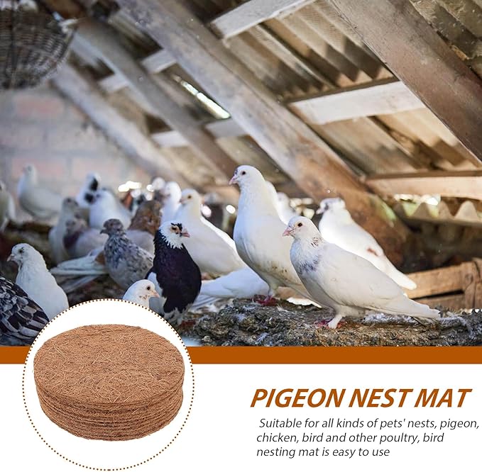 Healeved Pigeon Nest Mat Natural Coconut Fiber 7.87X7.87In Eco-Friendly Bird Nesting Pads for Pigeon Breeding Homing and Comfortable Pet Nest Supplies