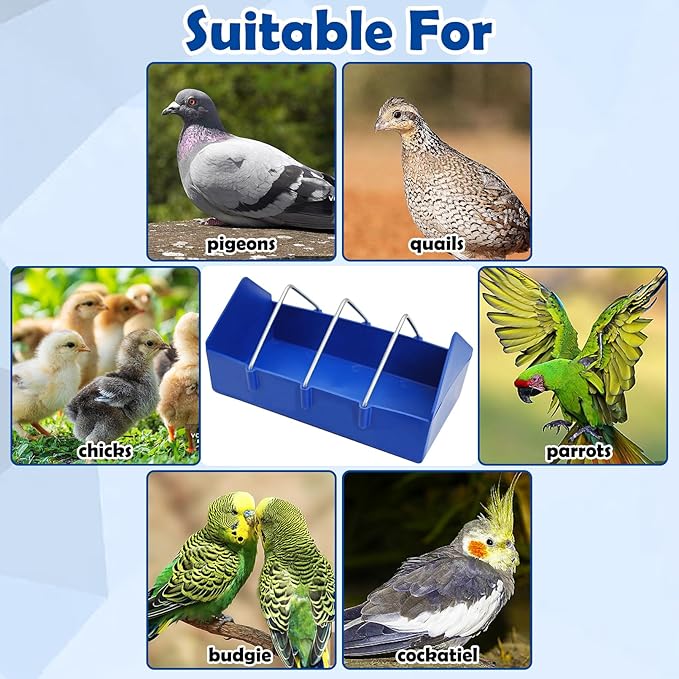 Hamiledyi 2 Pack Pigeon Feeder, Bird Dispenser Slot Container, Thick Durable Slot Container Feeding, Removable Steel Wire Partition for Pigeons Quails Birds Chicks Ducklings(Length: 8")