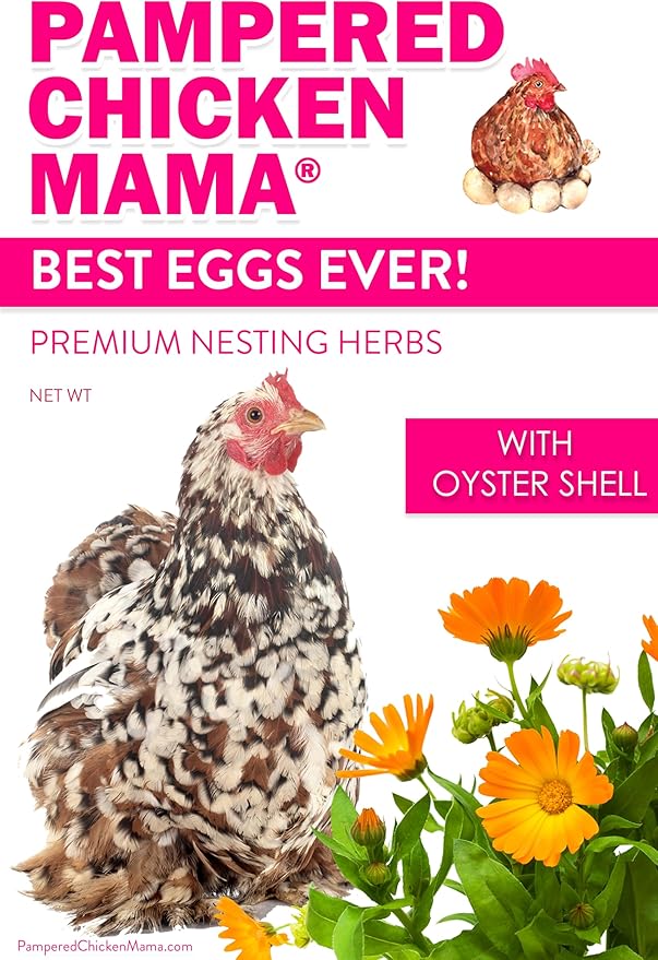 Pampered Chicken Mama Best Eggs Ever! Nesting Herbs for Chickens (4 Pounds) Calcium Supplement for Chickens | Chicken Feed Supplies, Hen Treats for Coops