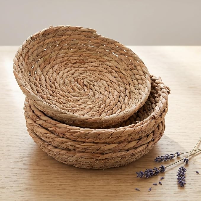 Toddmomy 5pcs Handmade Woven Bird Spawning Nest Flat Base Straw Bird Nest Bed Hatch Roosting for Dove Pigeon Parrot Turtle Quail Sparrow Bird Small Animal Breeding
