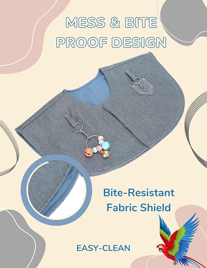 Parrot Diaper Anti Scratch Bird Poop Shoulder Protector Bird Diaper Harness with Anklet Toys for Training Stand Bell Pendant
