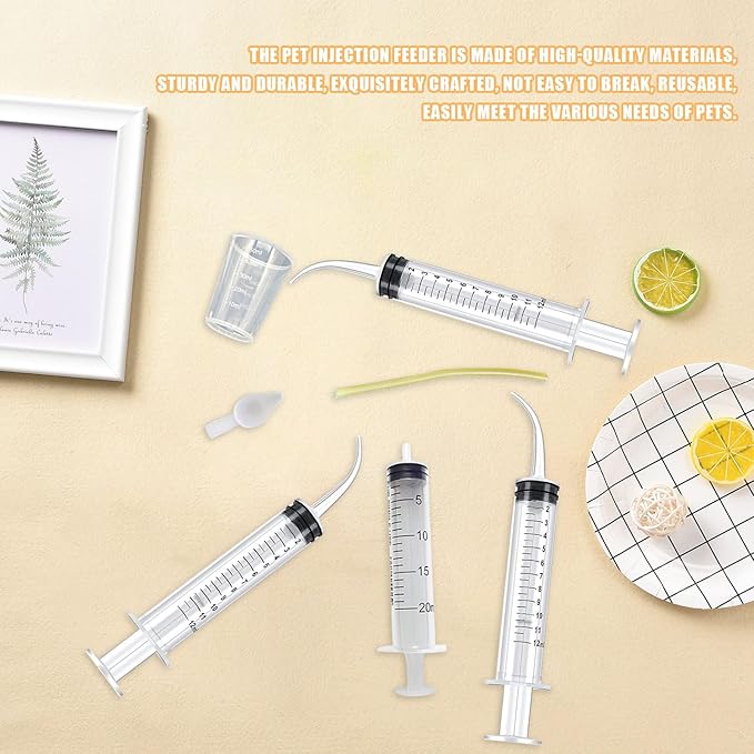 Baby Bird Feeding Syringe Set, Pet Parrot Milk Feeding Syringe with Tubes, Parrot Feeding Tubes Measuring Tools for Feeding Pets Scientific Industrial Labs… (12ml +20ml syringe+50ml Measuring Cup)