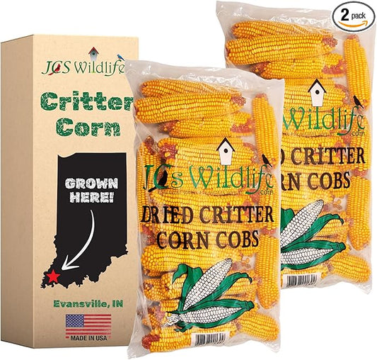 JCs Wildlife Dried Corn on the Cob for Squirrels, Whole Ear Corn Wildlife Feed for Deer Raccoons Rabbits Ducks Geese, Grown in Indiana, Breathable Bag, 14 lb Bags (2 Packs)