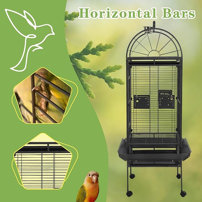 68'' Large Parrot Cage, Large Bird Cages for Parrots,Conure Cage for Birds, Cockatiel Cage with Play Top,Feeders,Slide-Out Tray,Seed Catcher,Birdcage Toys for Cockatoo,African Grey,Lovebird