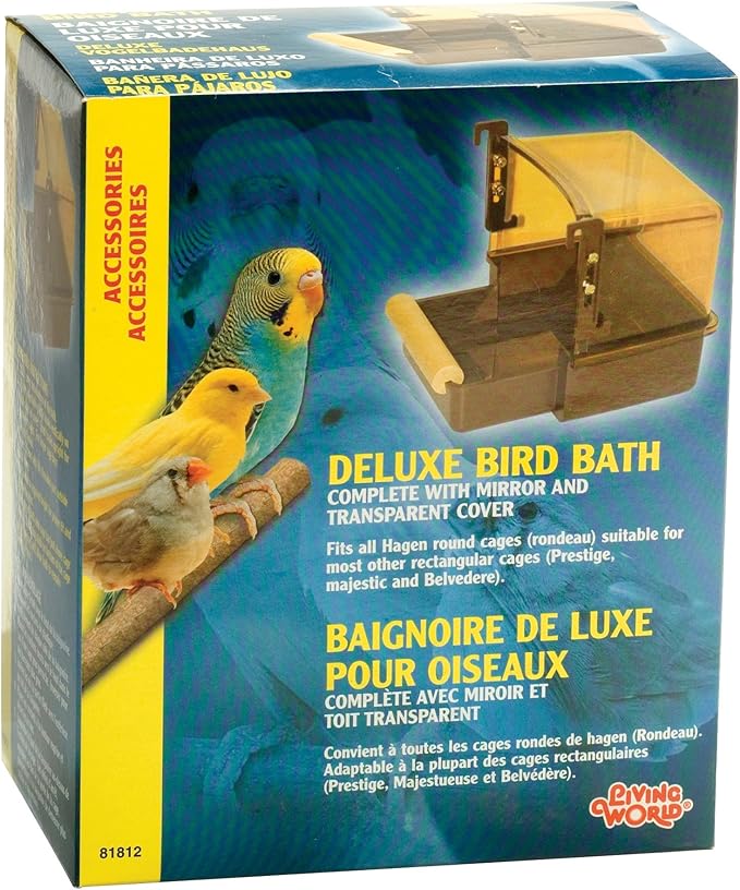 Living World Bird Bath with Mirror, Brown and Topaz