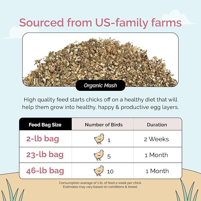 Mile Four Organic Chicken Feed – Starter Chick Mash, Non-GMO, USA Grown, 21% Protein, Corn-Free, Soy-Free, Non-Medicated Chick Feed, 2 lb Sample