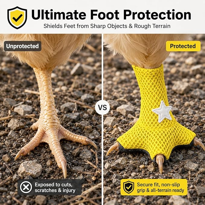 Chicken Boots for Chickens - Breathable Poultry Shoes with Non-Slip Sole for Backyard Chickens (Little Stars)