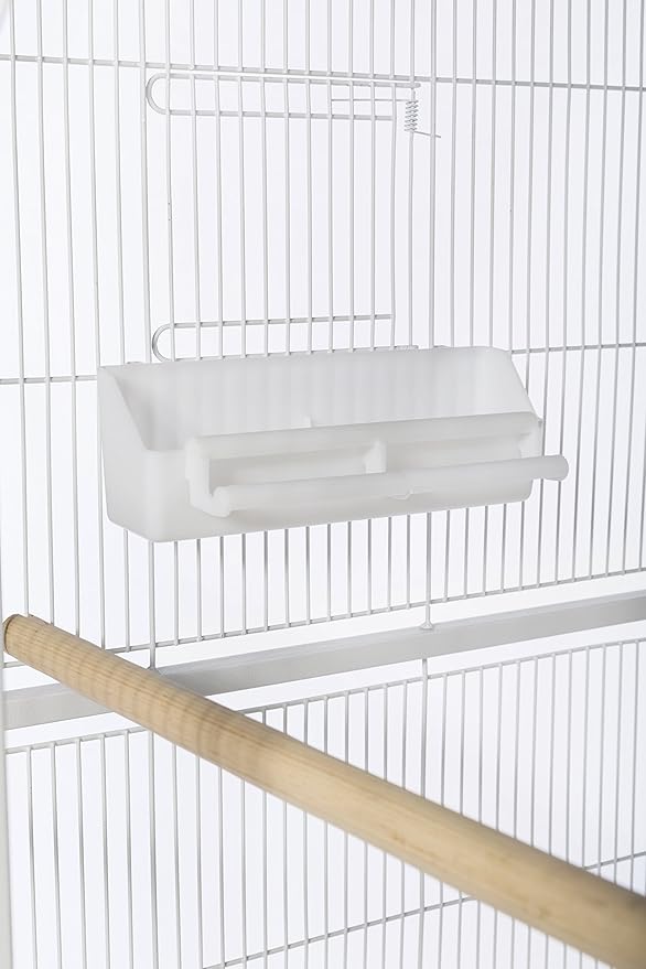 Prevue Pet Products Wrought Iron Flight Cage with Rolling Stand - Ideal for Parakeets, Cockatiels, Finches, Lovebirds, & Canaries, Large Flight Cage for Multiple Birds, Durable & Easy to Clean - White
