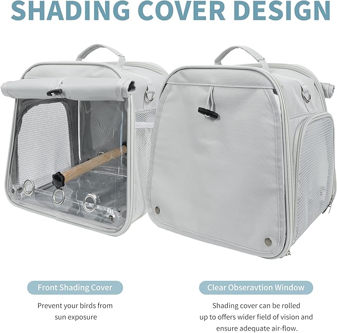 Small Bird Carrier Bag, Portable Travel Parrot Parakeet Carrier Cage with Perch and Easy Clean Tray, Lightweight Bird Backpack for Vet Visit Shopping and Outdoor Adventure