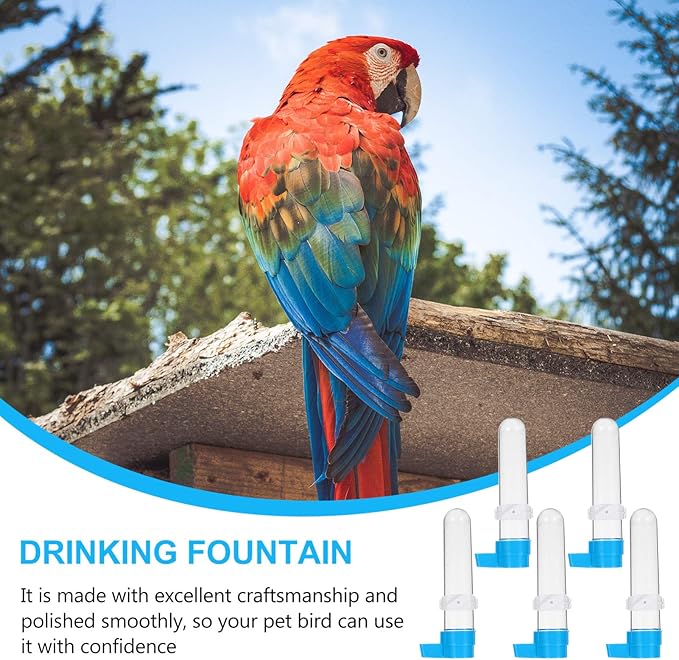 5pcs Bird Drinker Bird Water Dispenser Parakeets Water Dispenser Automatic Water Fountain Drinking Fountains No Drip Water Bottle Small Parrot for s Plastic