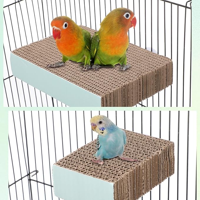 Nuanchu 6 Pcs Paper Bird Chew Toys Parrot Perch Cardboard Platform for Cage Bird Paw Grinding Stand Parrot Cage Playground for Budgie Conure Macaws Cockatiel Parakeet Lovebird Sparrows