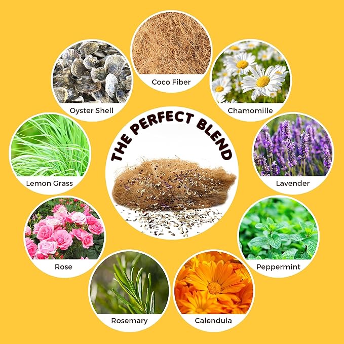 SunGrow Coco Fiber Herbs for Small and Medium Birds, with Chamomile, Lavender, Peppermint & Calcium, Nesting Pad, Aviary Bedding & Substrate for Budgies, Cockatiels, Canaries, Finches, Parrots, 5 oz