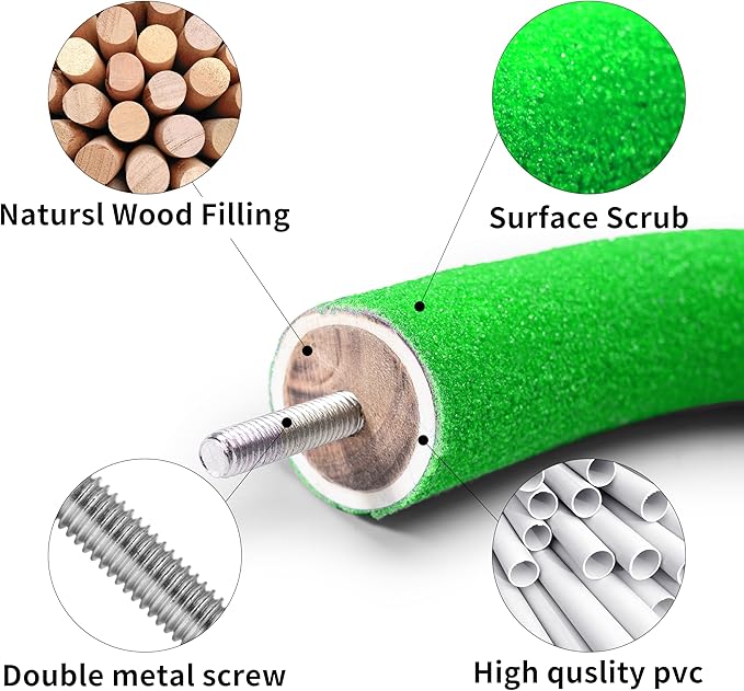 FrgKbTm U Shape Parrot Perch Stand Toy Bird Platform Sand Paw Grinding Clean Stick Exercise Conure Budgie Cockatiel Cage Accessories (Green)
