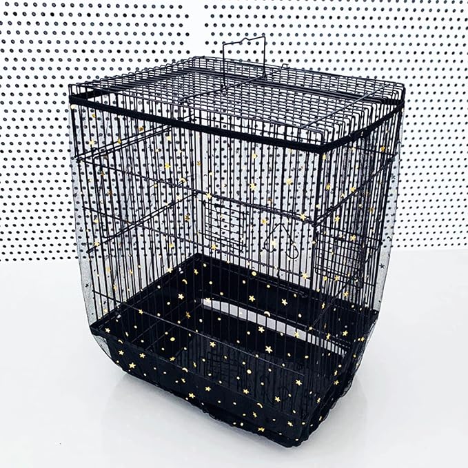 Large Bird Cage Net Cover, Bird Cage Seed Catcher, Universal Adjustable Bird Cage Skirt Cover Birdcage Nylon Seed Mesh Net Cover for Round Square Cages