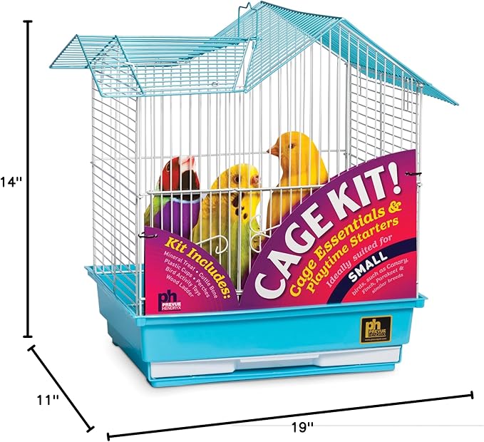 Prevue Pet Products Double Roof Bird Cage Kit - Ideal for Small Birds, Stand Compatible, Simple Cage Assembly, Easy to Clean and Maintain - Blue and White