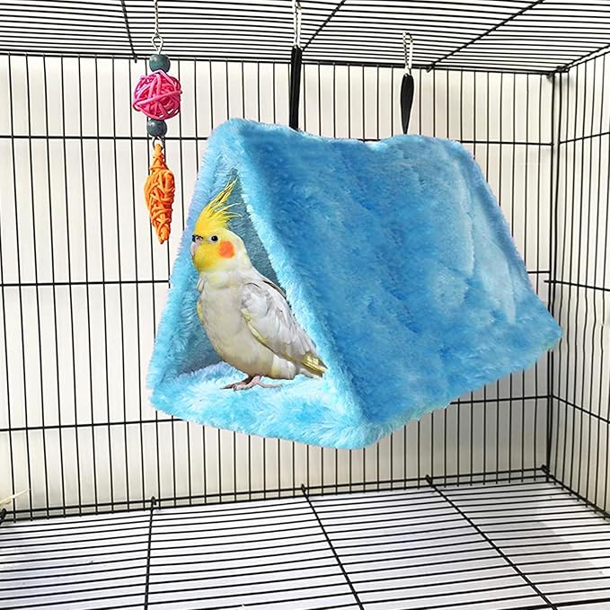 4Pcs Bird Tent Plush Hammock Warm Hut Hanging Parrot Nest for Cage Snuggle Large 9.4''X5.9''X7.0'' Sleeping Bed Hideaway Cave for Parakeet Cockatiels Cockatoo Lovebird