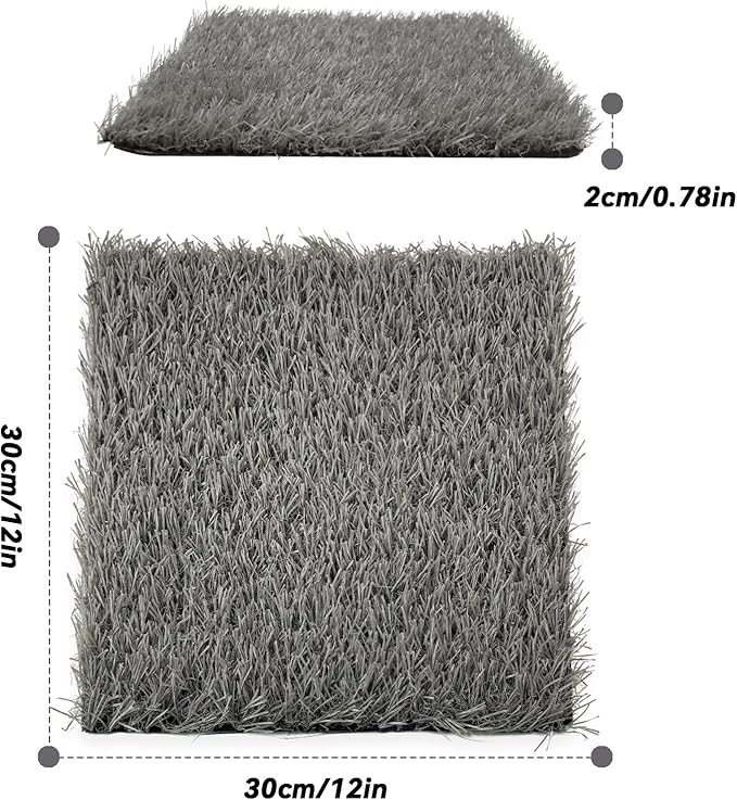 PINVNBY 4 Pcs Washable Chicken Pads for Nesting Box,Artificial Grass Mat for Chicken Coop Laying Hen Nest Bedding Fake Grass Synthetic Turf Mats for Pet Garden Lawn Indoor Outdoor(Gray)