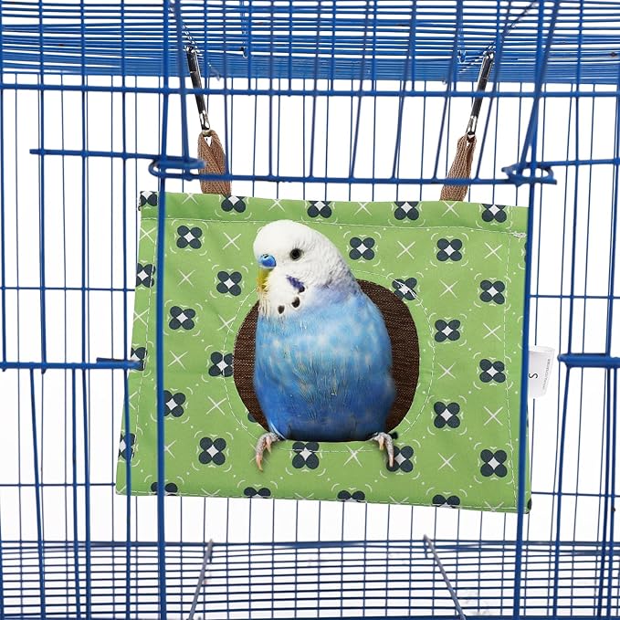 KAMA BRIDAL Bird Nest Hanging Hammock Summer House Cage Tent for Small Pets Parrot Parakeet Myna Pigeon Parakeet Lovebird Nest Perch Stand Swing
