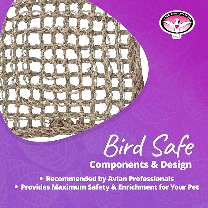 Super Bird Creations SB50002 Seagrass Mat for Cage Decor, Pet Enrichment and Boredom Relief - Versatile Toy-Making Base - Ideal for Parrots - Small to Large Birds & Reptiles - 7"x7" (3 Pack)
