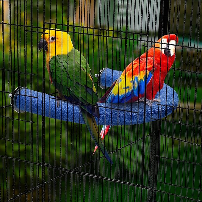 FrgKbTm U Shape Parrot Perch Stand Toy Bird Platform Sand Paw Grinding Clean Stick Exercise Conure Budgie Cockatiel Cage Accessories (Small-Blue)