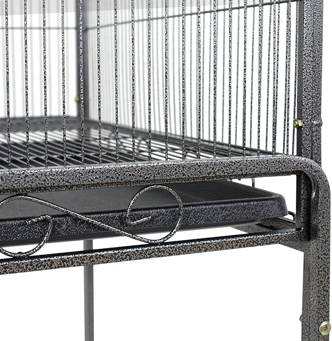 Nova Microdermabrasion 53-Inch Large Wrought Iron Bird Cage with Stand and Perch for Parrots, Cockatiels, Parakeets, and Macaws (Black)