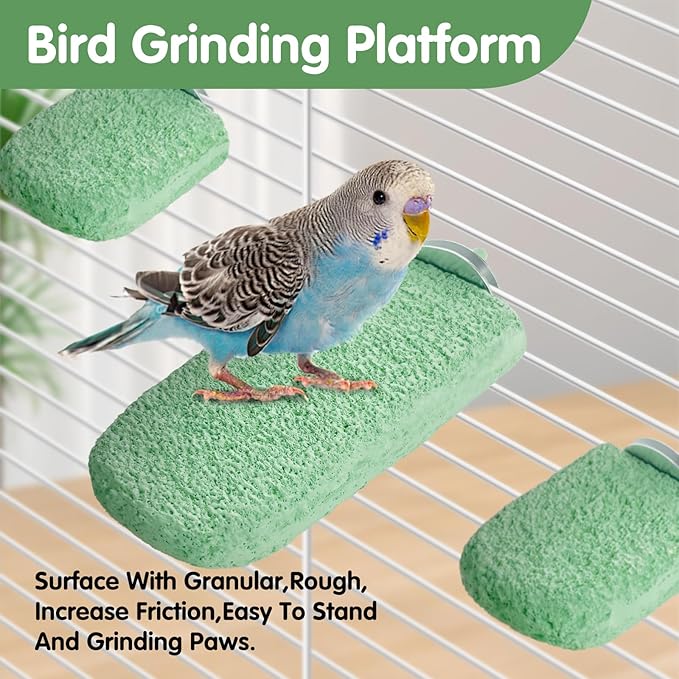 3Pcs Beak Grinder for Birds: Parakeet Beak Grinding Stone&Nail Trimming Perch-Flat Perches for Bird Cages,Budgie Cage Accessories