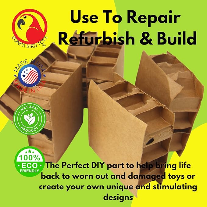 Bonka Bird Toys 2293 Pk6 3.50" Cardboard Squares Parrot Foot Talon Cage Toy, Amazon, African Grey, Conure, and Similar
