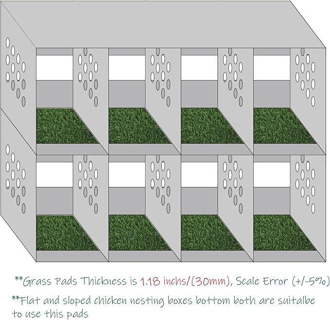 KuGuo Soft Plastic Fake Lawn Chicken Nesting Boxes Pads Chicken Bedding 12 x 12 inches (Soft Middle Grass-6PCS)