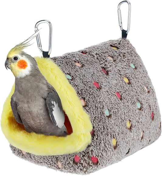 MEWTOGO Medium Winter Warm Bird Nest for Cage - Comfortable Birds Bed with Support Plate, Hanging Shed Hideaway Hammock Hut Gift for Cockatiel Monk Parrots Sun Conure