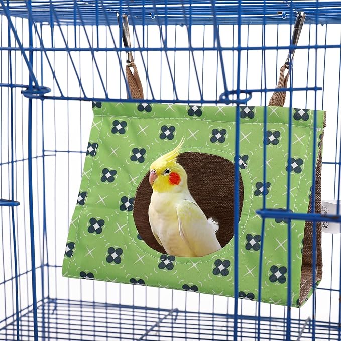 KAMA BRIDAL Bird Nest Hanging Hammock Summer House Cage Tent for Small Pets Parrot Parakeet Myna Pigeon Parakeet Lovebird Nest Perch Stand Swing