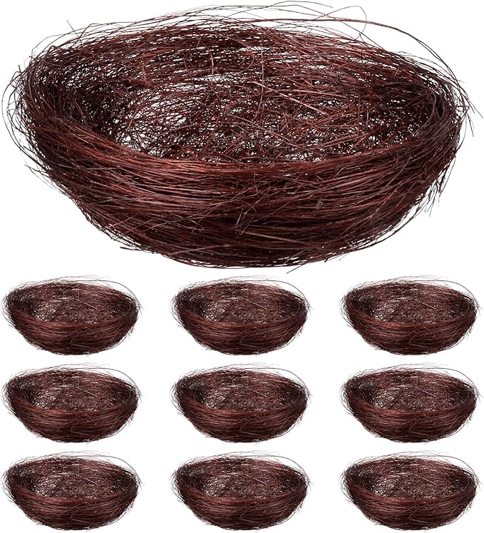 BESPORTBLE Handmade Bird Nests Birds Nests Artificial Bird Nests Birds Perching Nest Rattan Birds Nest Crafts Handmade Natural Easter Birds Nest 10 Pcs