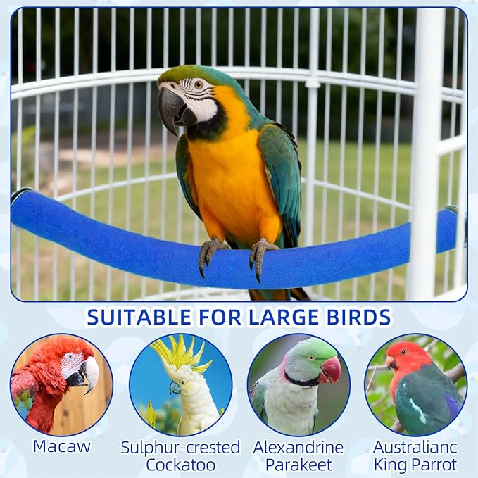 Rypet Parrot Perch Stand Toy Used for Cage Corner for Paw Grinding Clean Stick Exercise, Rough-Surfaced Quartz Bird Perch Standing Cage Accessorie for for Small Parakeets Cockatiel Conures (Blue XL)