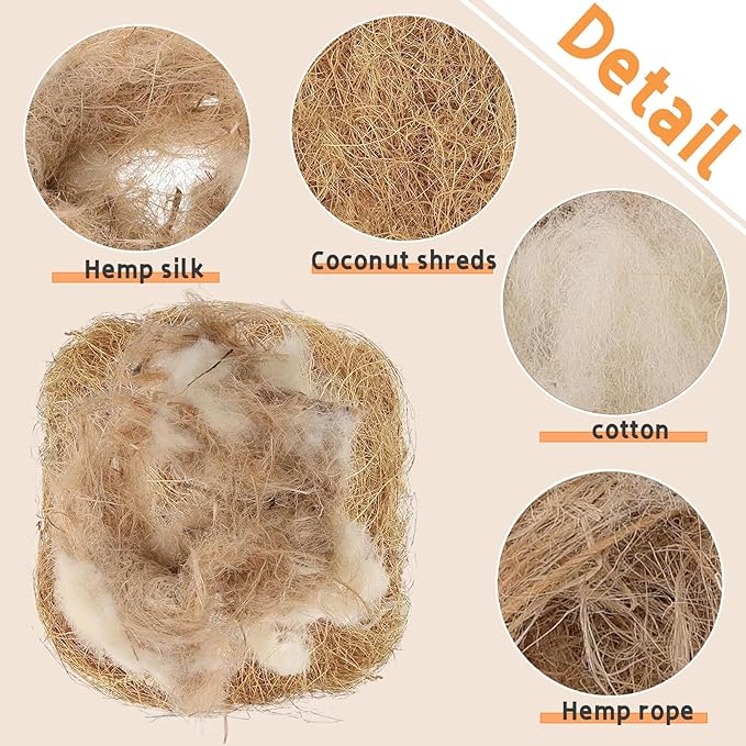 240G/8.5OZ Bird Nesting Material, Natural Mixing Nesting Material Pad for Bird Nest, Bird Nest Bedding Bird Nest Building Materials and Hideouts Supplies for Cage Garden Tree Trunk
