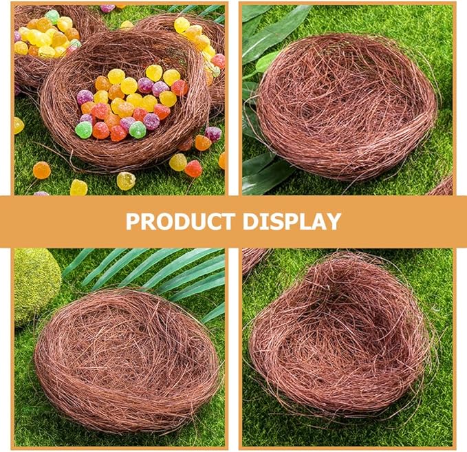 Veemoon 16 Pcs Mini Bird Nests,4. 72 Inch Artificial Bird Nests for Crafts Landscape Ornaments for Home Patio Garden Yard Wedding Holiday Easter Decoration